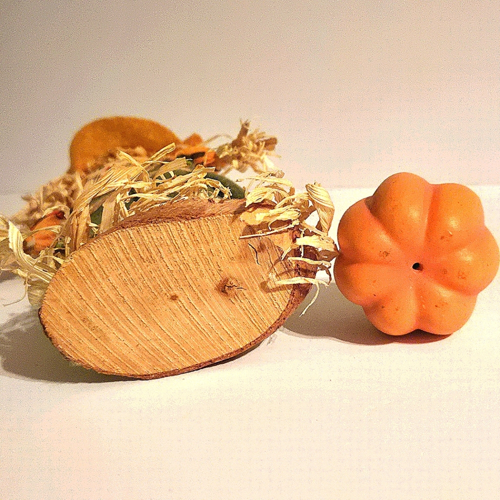 3/10$ VTG Ceramic Pumpkin 2" / 11" Scarecrow Wood Base Autumn Decor Orange/Green - Picture 6 of 6